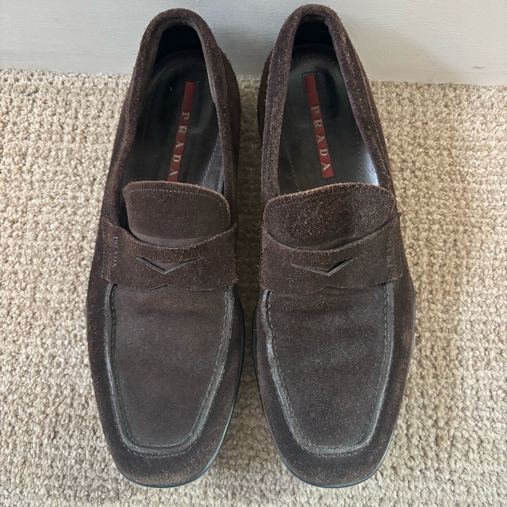 Prada Men’s Brown Suede Loafers Size 7 D Made in Italy​​